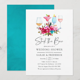 Watercolor Boho Chic Bloem Voorraad de Bar Kaart