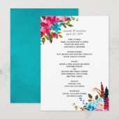 Watercolor Boho Chic Bloemen Bruiloft Menu (Voorkant / Achterkant)