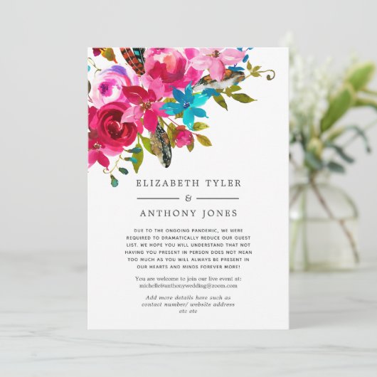 Watercolor Boho Chic Bloemengastlijst Aankondiging (Staand voorkant)