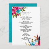 Watercolor Boho Chic Bloemige Bruiloft Menu (Voorkant / Achterkant)