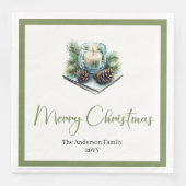 Watercolor Boho Christmas Bouquet in Rustic Napkin Servet (Voorkant)