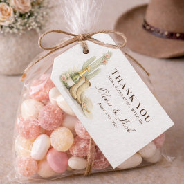 Watercolor Boho Cowboylaarzen Bubbelige Baby Bedan Cadeaulabel