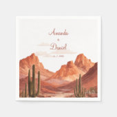 Watercolor Boho Desert Mountain Southwest Wedding Servet (Voorkant)