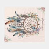 Watercolor Boho Dreamcatcher Gepersonaliseerde Naa Fleece Deken (Voorkant (Horizontaal))