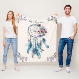 Watercolor Boho Dreamcatcher Gepersonaliseerde Naa Fleece Deken