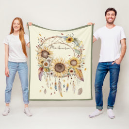 Watercolor Boho Dreamcatcher Gepersonaliseerde Naa Fleece Deken