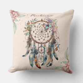 Watercolor Boho Dreamcatcher Gepersonaliseerde Naa Kussen