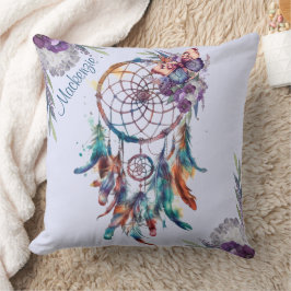 Watercolor Boho Dreamcatcher Gepersonaliseerde Naa Kussen