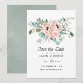 Watercolor Boho Eucalyptus Klaproos Bruiloft Save The Date (Voorkant / Achterkant)