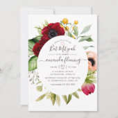 Watercolor Boho Florale Bat Mitzvah Kaart (Voorkant)