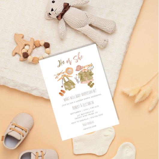 Watercolor Boho Geslacht bekendmaking Feestje Kaart