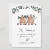 Watercolor Boho Geslacht Neutrale Tweeling Shower Kaart (Voorkant)