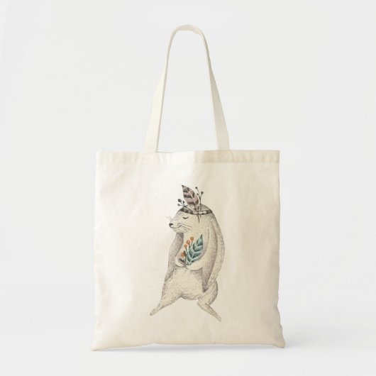Watercolor Boho Konijn Tote Bag (Voorkant)