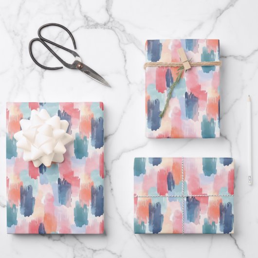 Watercolor Boho Kwastmarkeringen Inpakpapier Vel (Voorkant)