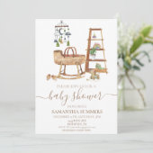 Watercolor Boho Mobiele Bakermat Baby Shower Kaart (Staand voorkant)