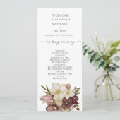 Watercolor Boho Neutraal Huwelijksprogramma Menu (Staand voorkant)