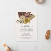 Watercolor Boho Neutral Wedding Details Card Notitiekaartje (Voorkant / Achterkant in situ)