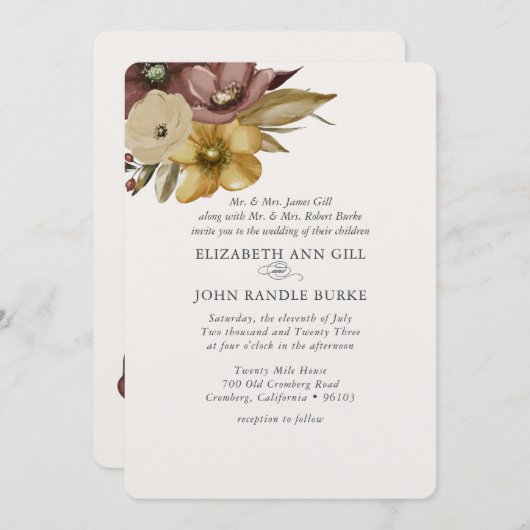 Watercolor Boho Neutral Wedding  Kaart (Voorkant / Achterkant)