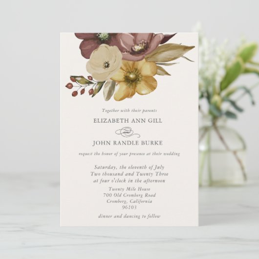 Watercolor Boho Neutral Wedding  Kaart (Staand voorkant)