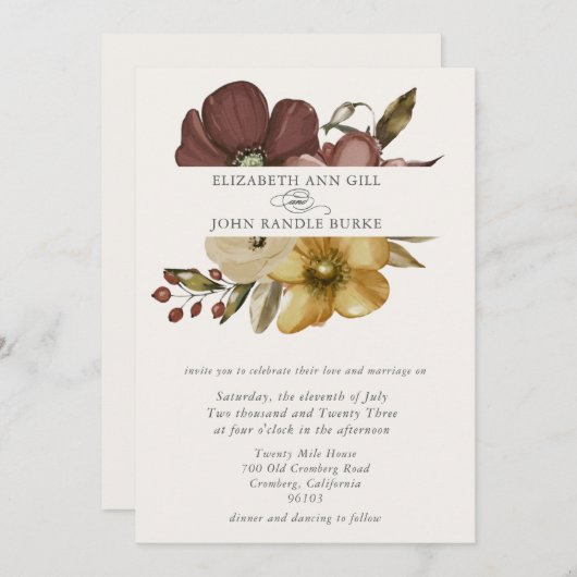 Watercolor Boho Neutral Wedding  Kaart (Voorkant / Achterkant)