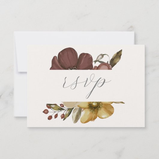 Watercolor Boho Neutral Wedding RSVP Kaart (Voorkant)