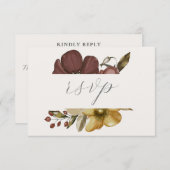 Watercolor Boho Neutral Wedding RSVP Kaart (Voorkant / Achterkant)