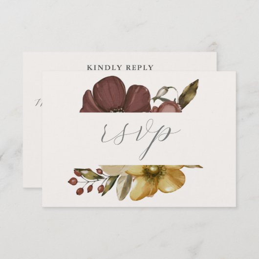Watercolor Boho Neutral Wedding RSVP Kaart (Voorkant / Achterkant)