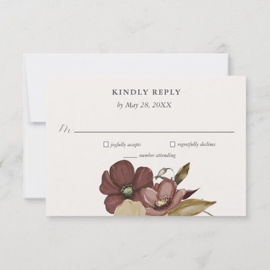 Watercolor Boho Neutral Wedding RSVP Kaart (Achterkant)