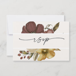 Watercolor Boho Neutral Wedding RSVP Kaart