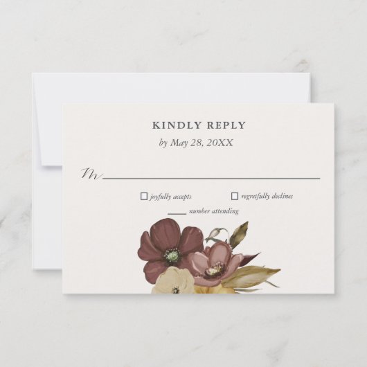 Watercolor Boho Neutral Wedding RSVP Kaart (Achterkant)