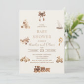 Watercolor Boho Nursery beige toys baby shower Kaart (Staand voorkant)