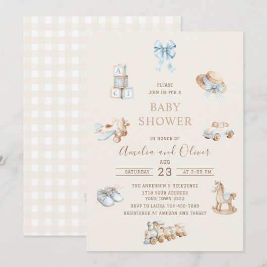 Watercolor Boho Nursery boy  baby shower Kaart (Voorkant / Achterkant)