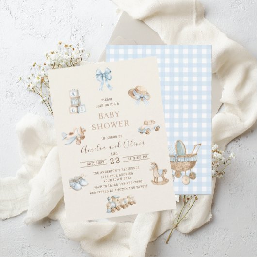 Watercolor Boho Nursery boy  baby shower Kaart