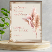 Watercolor Boho Pampas Grass Welcome Wedding Poster