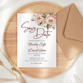 Watercolor Boho Pioenrozen Bloemen Bruiloft Save The Date