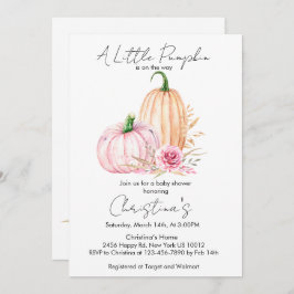 Watercolor Boho Pompoen Baby Shower Kaart