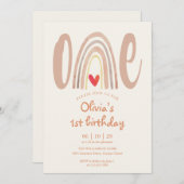 Watercolor Boho Rainbow Heart 1st Birthday Kaart (Voorkant / Achterkant)