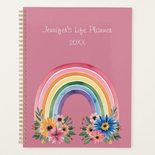 Watercolor Boho Rainbow  Planner (Voorkant)