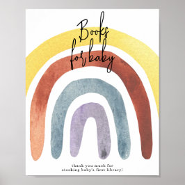 Watercolor Boho Regenboog Boeken voor baby Poster