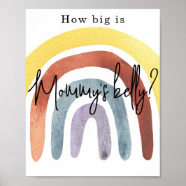 Watercolor Boho Regenboog Hoe groot is mama's buik Poster