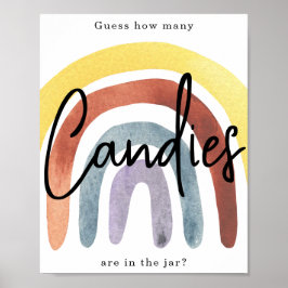 Watercolor Boho Regenboog Hoeveel snoepjes Poster