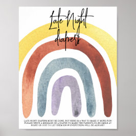 Watercolor Boho Regenboog Late Night luiers Poster