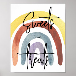 Watercolor Boho Regenboog Snoep en traktaties Post Poster