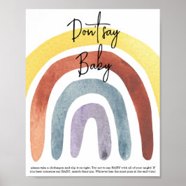 Watercolor Boho Regenboog Zeg niet baby Poster
