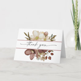 Watercolor Boho Rose & Neutral Thank You Card Bedankkaart