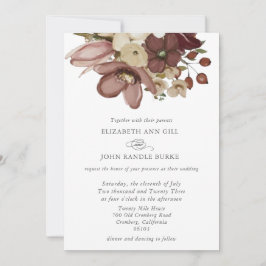 Watercolor Boho Rose & Neutral Wedding Kaart