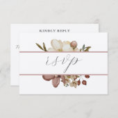 Watercolor Boho Rose & Neutral Wedding RSVP Kaart (Voorkant / Achterkant)