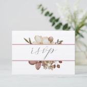 Watercolor Boho Rose & Neutral Wedding RSVP Kaart (Staand voorkant)