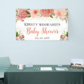 Watercolor Boho Roze Rozen Boho Baby Shower Spandoek (Beurs)