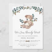 Watercolor Boho Teddybeer Groene Baby Shower Kaart (Voorkant)